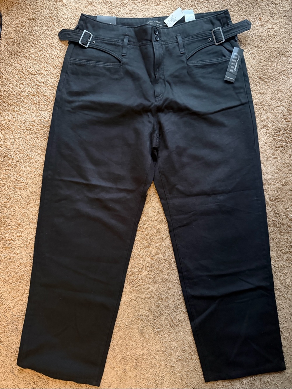 Banana Republic Black Straight-Leg Women's Jeans with Side Buckle Detail